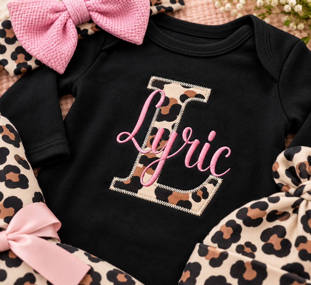 Personalized Leopard Infant Gown Set