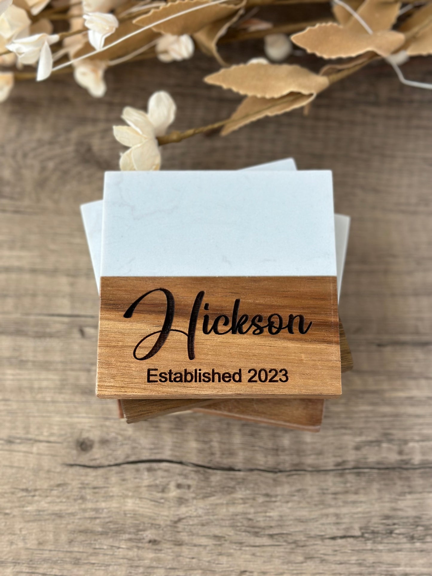 Marble & Acacia Wood Coasters