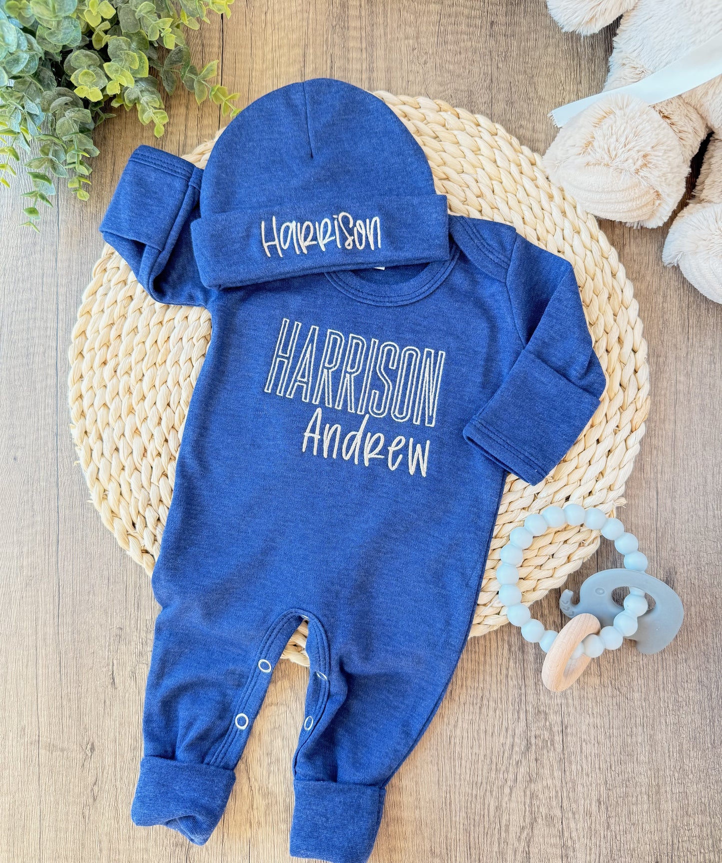 Boys Newborn Outfit (Blue or Latte)