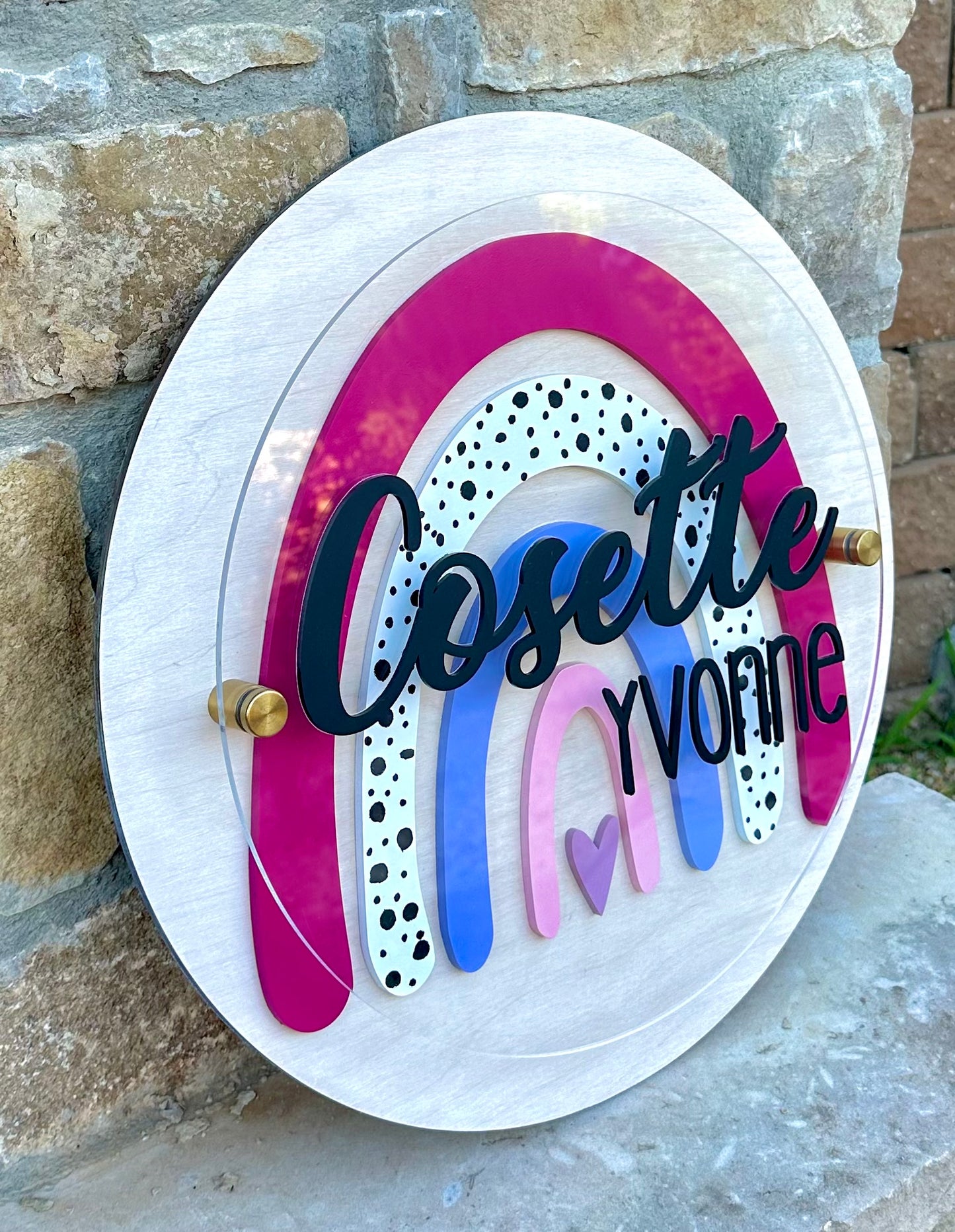 3D Wood and Acrylic Rainbow Nursery Sign