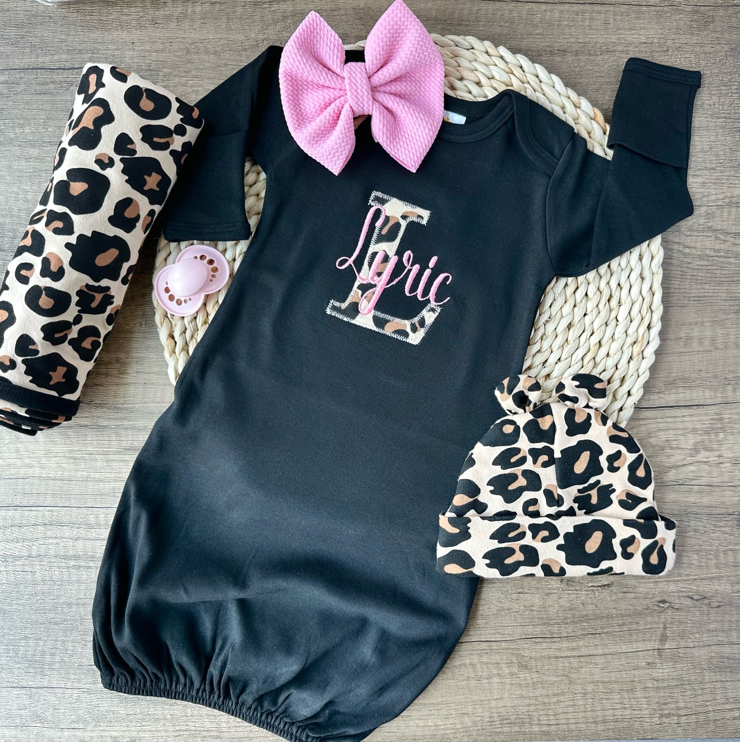 Infant Gown Leopard Set