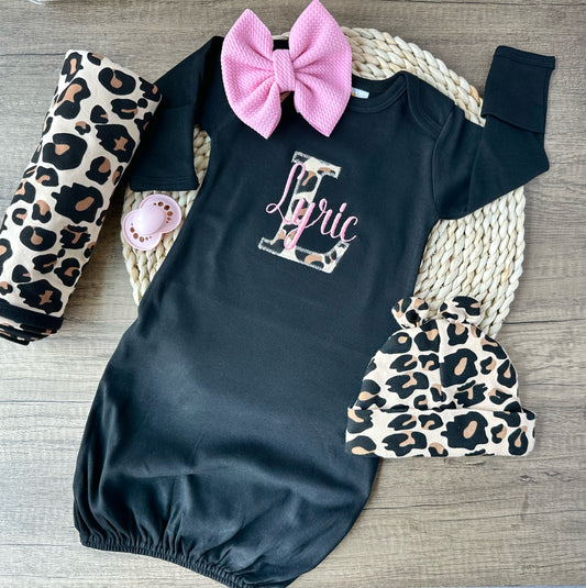 Infant Gown Leopard Set