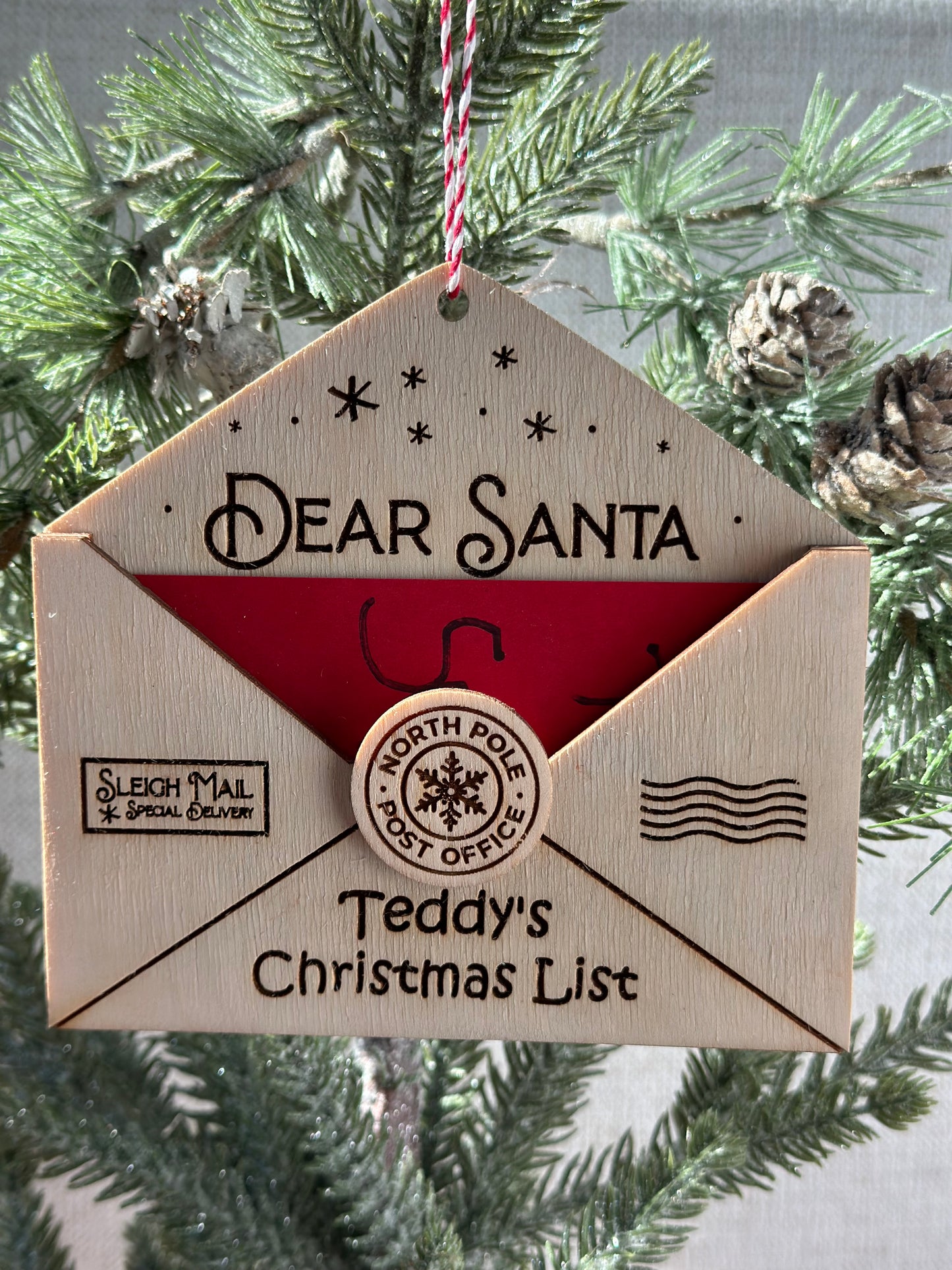 Letter to Santa Christmas Ornament