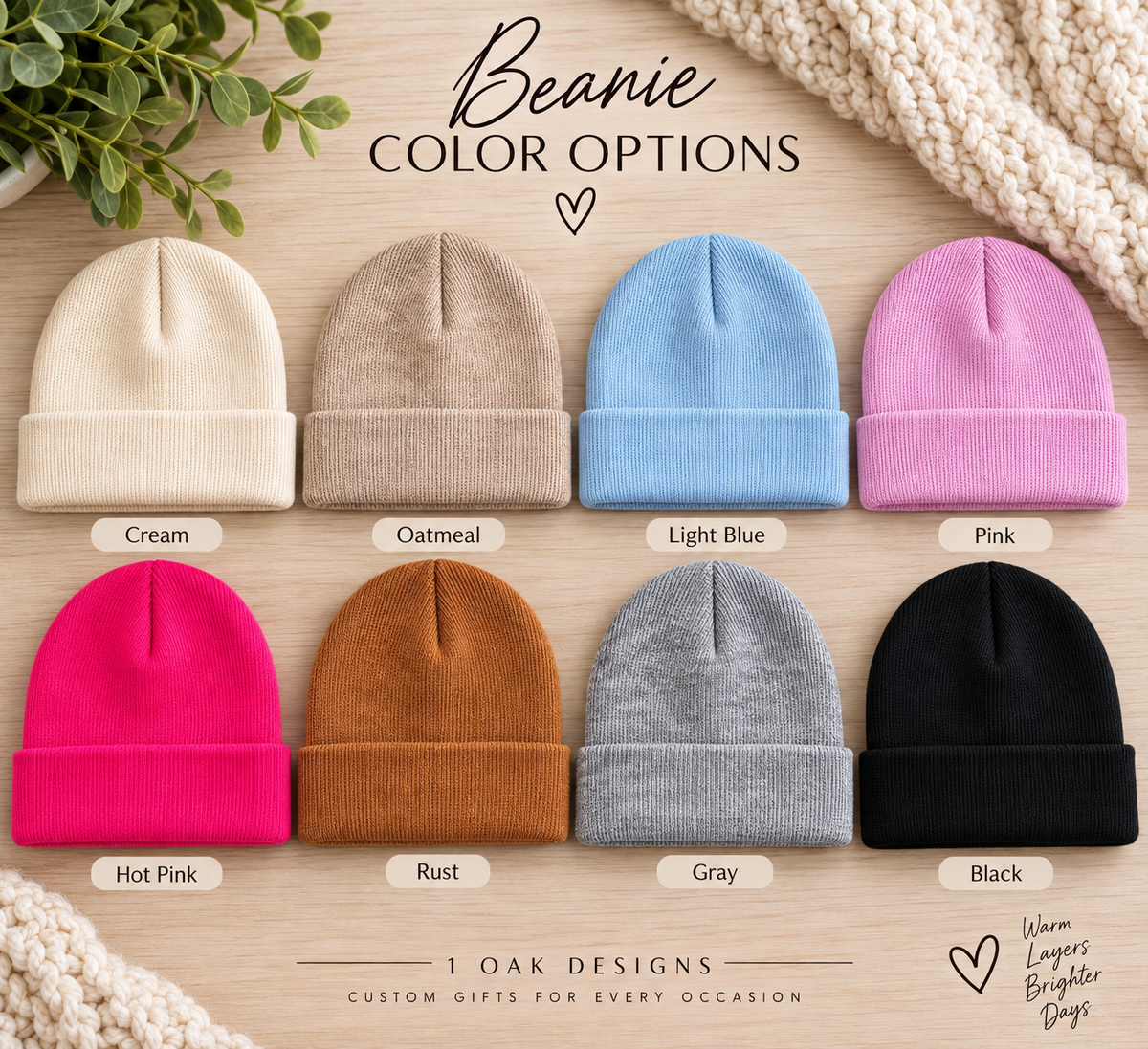 Personalized Kids Beanie with Leatherette Name Patch