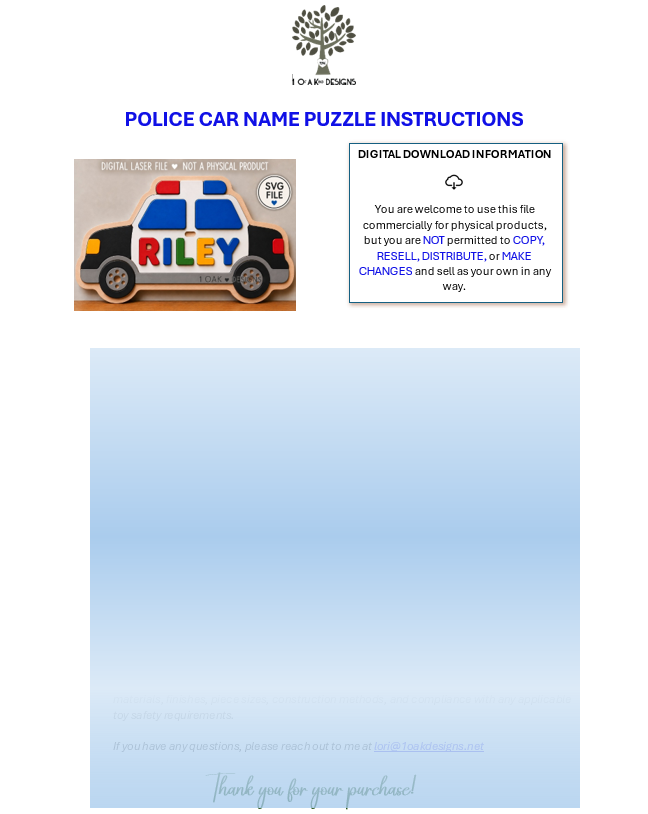 Police Car Name Puzzle SVG | Kids Laser Cut File