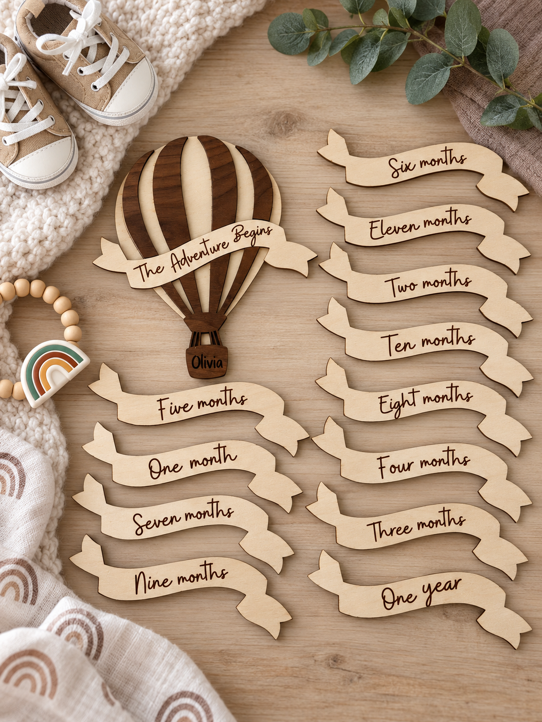 Personalized Hot Air Balloon Baby Milestone Set