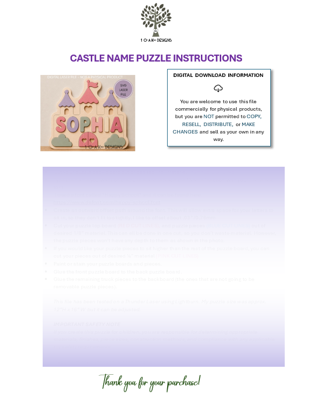 Princess Castle Name Puzzle SVG | Kids Laser Cut File