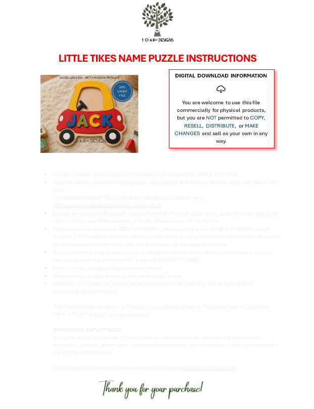 Little Car Name Puzzle SVG | Kids Laser Cut File