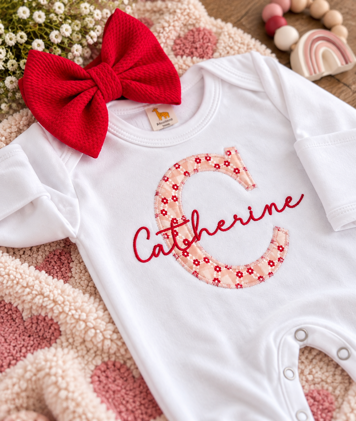 Personalized Baby Girl Newborn Romper & Bow