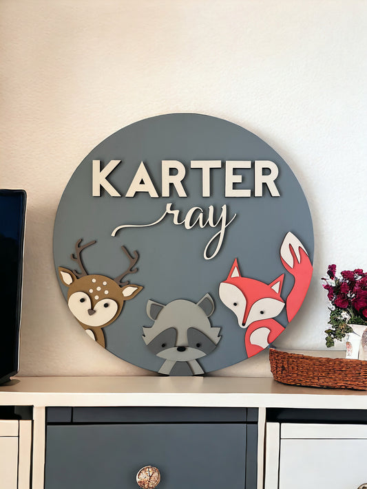 Woodland Creatures Nursery Sign