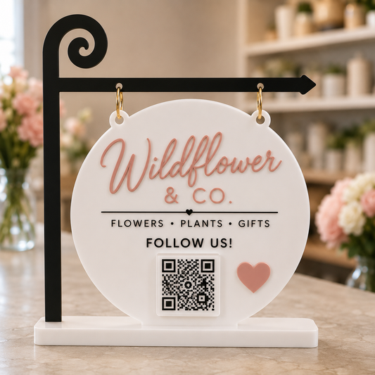 Custom Farmers Market Boutique Shop QR Sign