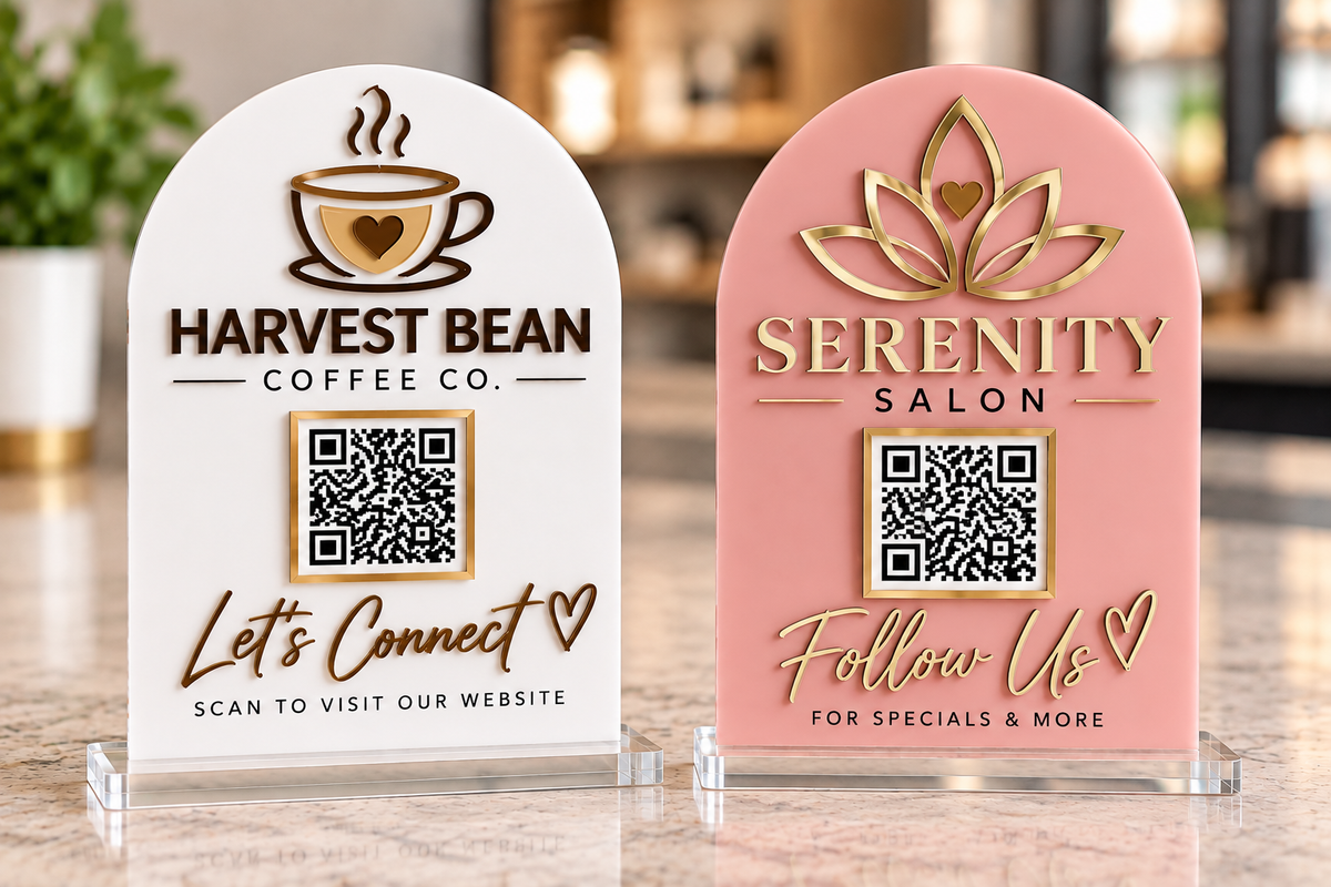 Personalized Business QR Code Sign | Semi-Custom Arch Design