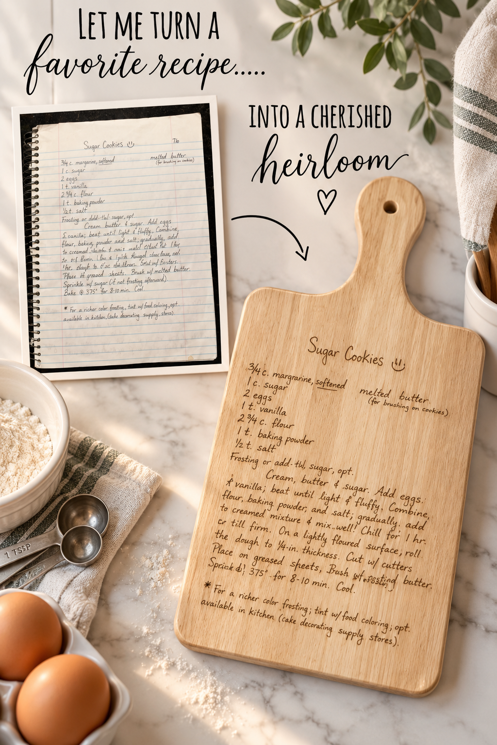 Handwritten Recipe Cutting Board