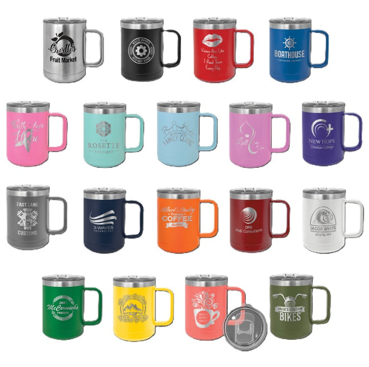 15 oz Insulated Mug with Handle - Custom Engraved