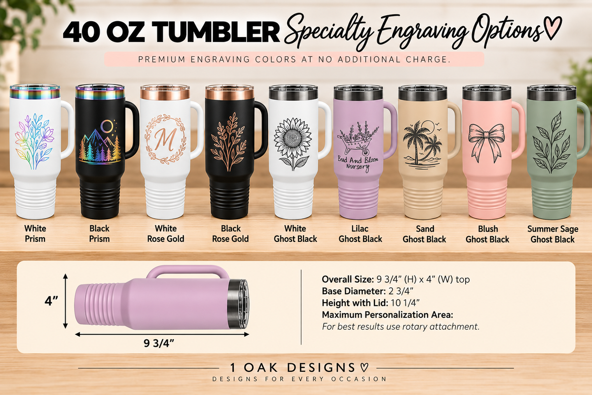 Custom 40 oz Tumblers with Handle | Engraved Tumblers