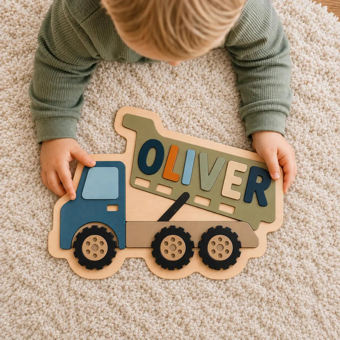 Dump Truck Name Puzzle SVG | Kids Laser Cut File