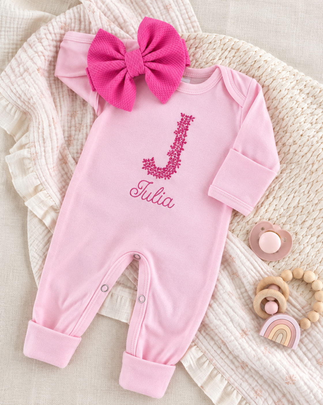 Personalized Floral Newborn Romper