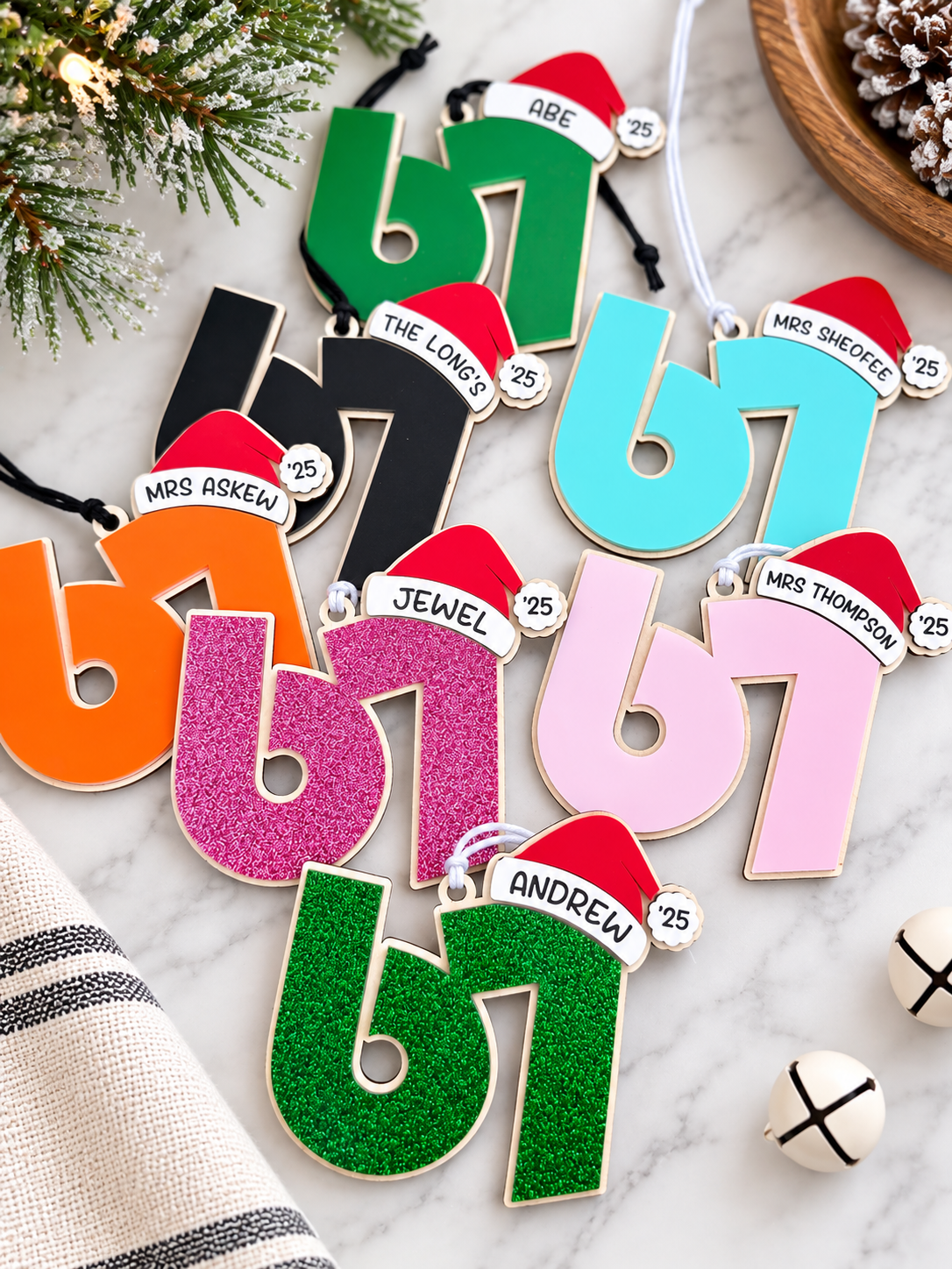 Personalized Six Seven (6-7) Christmas Ornament